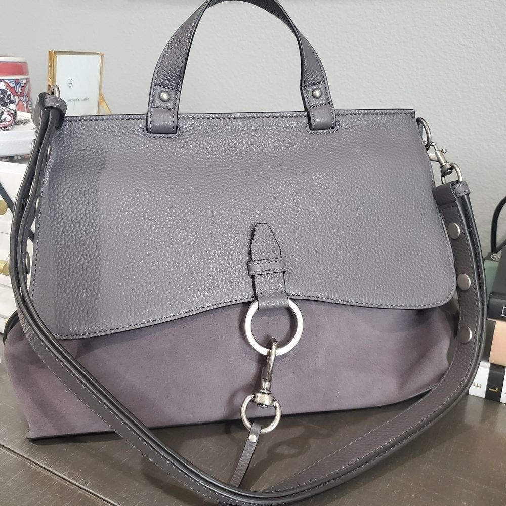 Rebecca Minkoff grey suede and leather bag
